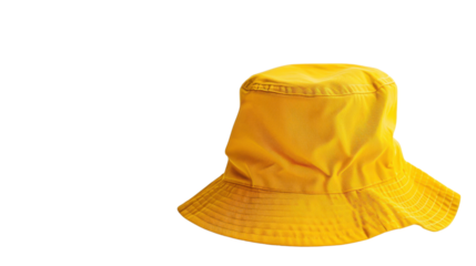 Yellow bucket cap hat on transparent background