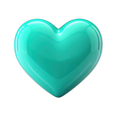 Cyan heart isolated on transparent background