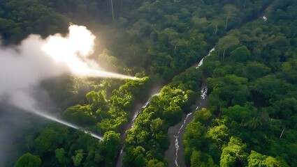 Sunbeams Through Rainforest Canopy After Rain