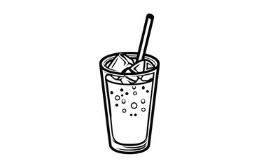 Iced coffee black icon isolated on white background. Vector illustration.