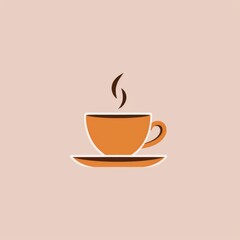 Fototapeta premium A minimalist coffee cup icon featuring a steam swirl, ideal for cafes and coffee shops.
