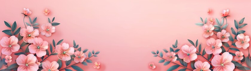 Obraz premium Elegant Pink Flowers with Green Leaves Background