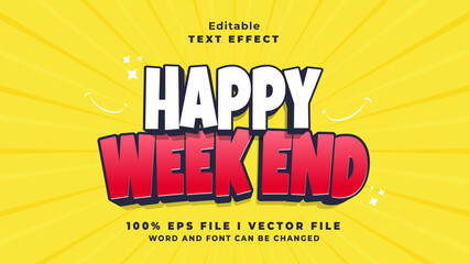 editable happy week end text effect.typhography logo