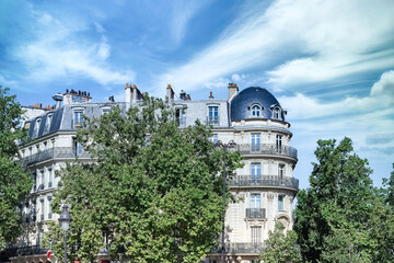 Paris, ancient buildings at Bastille, typical facades and windows
