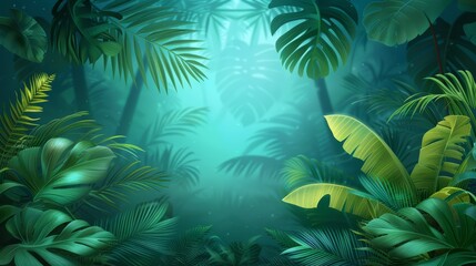 Lush Tropical Jungle with Green Foliage