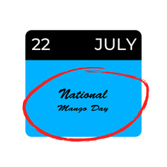 National mango day, July 22 - calendar date. Awareness Day is observed every year on August.banner design template Vector illustration background design