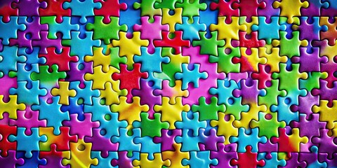 Vibrant puzzle pieces arranged in shape of heart symbolizing love, unity, creativity, love, unity, creativity