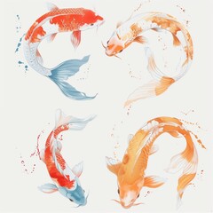 Elegant Koi Fish Illustration with Exquisite Detailing and Vibrant Colors