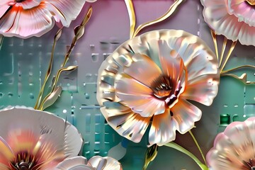 Enchanting Blooms: Sublimation Art featuring 3D Pastel Flowers, background with flowers, abstract background Generative AI