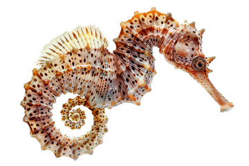 Obraz premium A seahorse floating clipart, realistic style, intricate details, isolated on white background