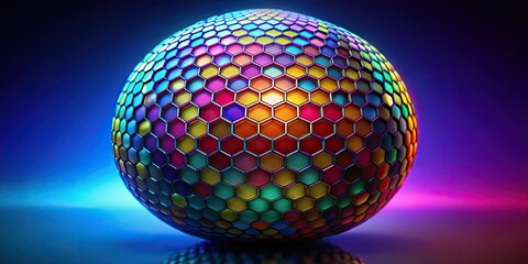 Colorful hexagonal tessellated mesh sphere background, abstract, geometric, pattern, design, colorful, vibrant, modern