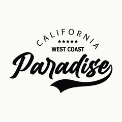 California beach text with waves and sun vector illustrations. For t-shirt prints and other uses.