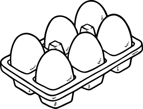 recommend clip art: Hand Drawn Vector Cartoon Half Dozen Fresh Eggs Line Art