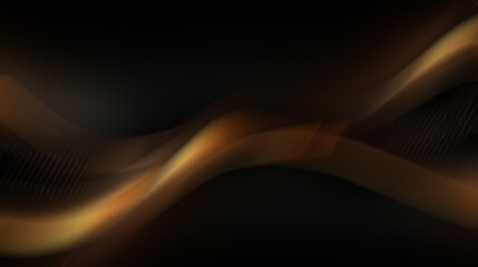 Fototapeta premium Abstract background with golden waves on black backdrop.