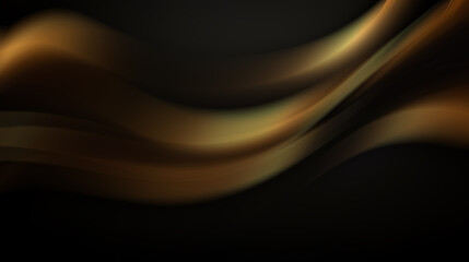 Abstract background with soft flowing golden waves on black.