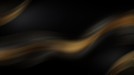 Abstract background with soft golden waves on black.