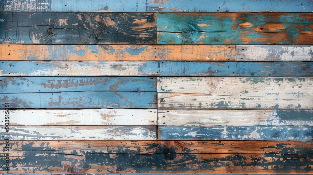 Poster detailed close up view of weathered and aged barn wood planks with a rustic worn and distressed appe