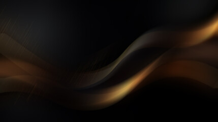 Abstract black and gold background with flowing lines.