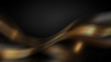 Abstract black and gold background with flowing lines.
