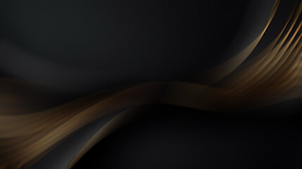 Abstract black and gold background with flowing lines.