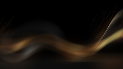 Abstract black and gold background with flowing lines.