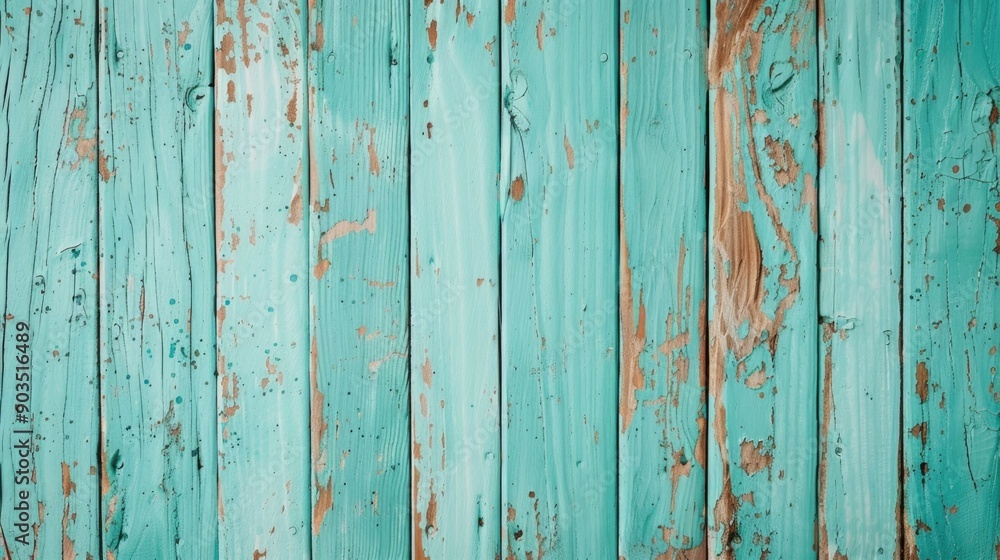 Poster closeup view of a painted wooden surface with chipped layers vintage appeal and a shallow depth of f