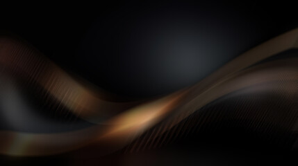 Abstract black background with a golden wave.