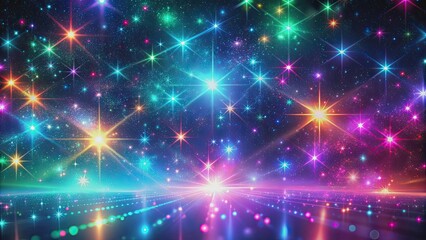 Naklejka premium Abstract neon background with holographic shimmer resembling astrophotography , neon, abstract, background