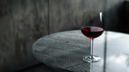 A Glass of Red Wine on a Marble Table