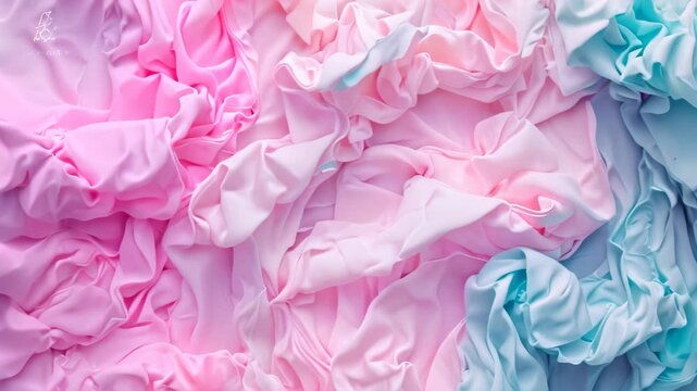 Various pastel-colored fabrics closely grouped together, Soft hues of pastel colors blending seamlessly