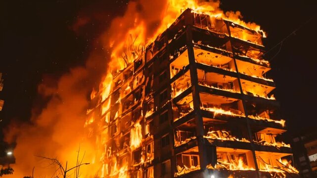 Burning building 