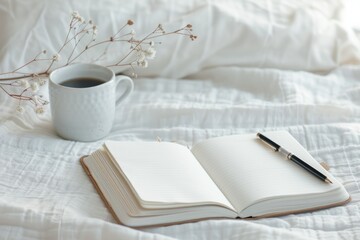 Naklejka premium Mindful Intermittent Fasting: Tranquil Morning Reflections in a Journal