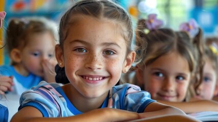 An intriguing image that shows children engaged in critical thinking exercises in an intellectually stimulating classroom setting, capturing their attention as well as their joy