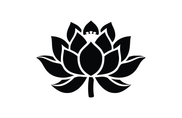 Lotus black icon isolated on white background. Vector illustration.