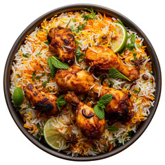 chicken biryani with chicken and spices png