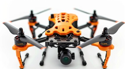 Orange and Black Drone with Propellers