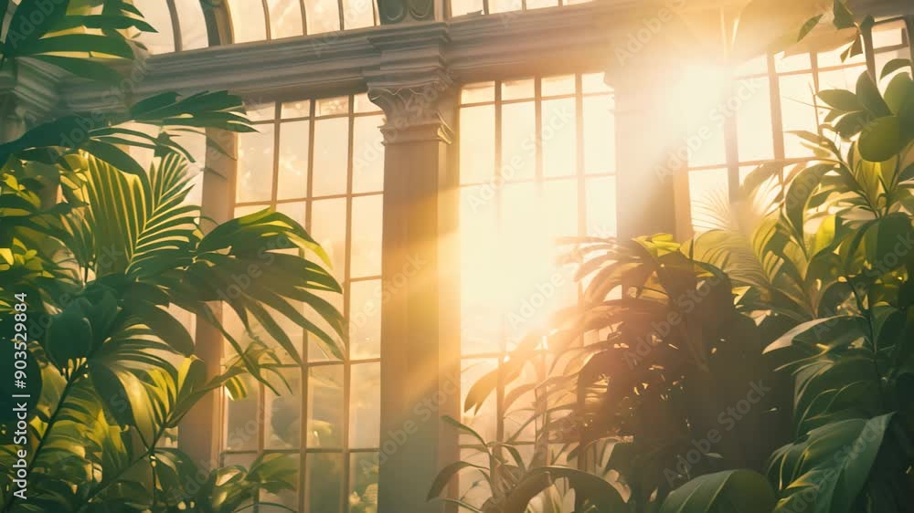 Poster sunlight streams through windows, illuminating interior of building, sunlight filtering through a gl
