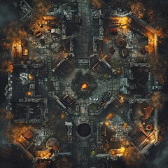 Cursed and Haunted Spooky  Horror  Battle Map  for RPG ,Map for Dungeons and Dragons,DnD map, Tabletop Role-Playing Games, Adventure Game Background, Top-Down View