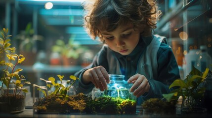 Curious children exploring a science lab, conducting experiments, and discovering the wonders of the natural world
