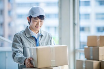 日本の宅配業者が同日配達用に荷物を準備
