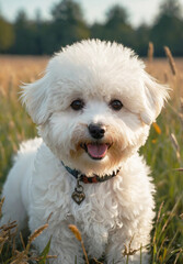 Smiling Bichon Frise in a Sunny Meadow