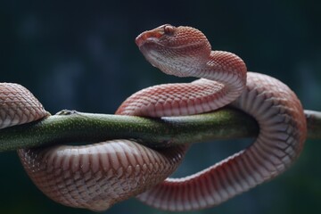 Manggrove Pit Viper snake closeup head, animal closeup, snake front view