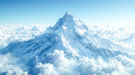 Obraz premium Majestic Mountain Peak with Clear Sky Space 