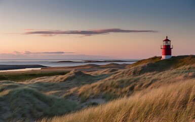 Panoramic view of a sunrise on the island of Sylt, Schleswig-Holstein, Germany