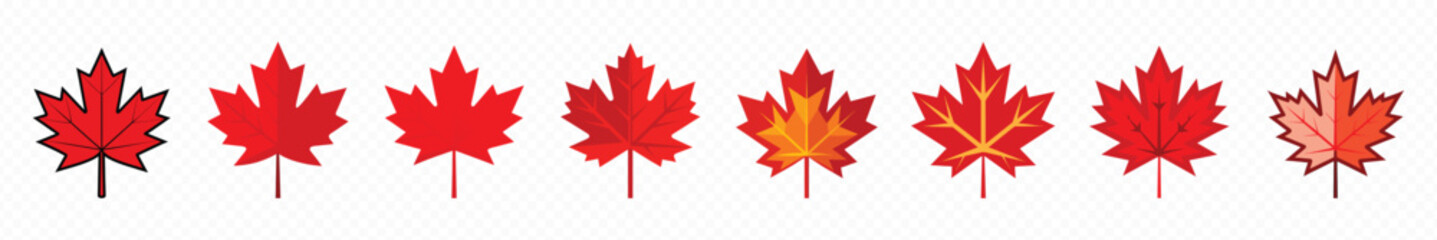 A simple Maple leaf icon, Maple leaf vector icon. Maple leaf vector illustration. Red Canadian autumn maple leaf icon, Canada Maple Leaf Logo