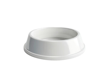 A clean and simple white pet bowl, suitable for food or water, perfect for pets' dining needs. isolated on a white background, transparent background.