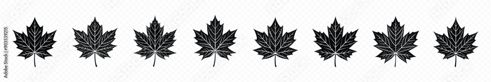 Wall mural canadian autumn maple leaf isolated flat vector silhouette icon, a simple maple leaf icon, maple lea