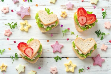 Sandwiches cut into heart and star shapes, Adorable food, Whimsical lunchtime treats