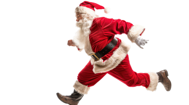 Santa running on transparent background