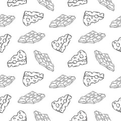 food pattern, seamless pattern of food and beverage in hand drawn style pattern background